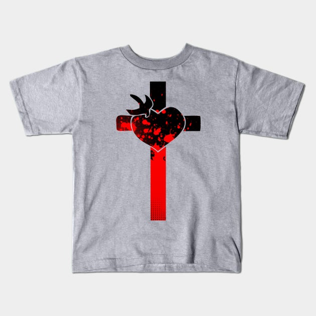 Red and Black Cross Kids T-Shirt by AlondraHanley